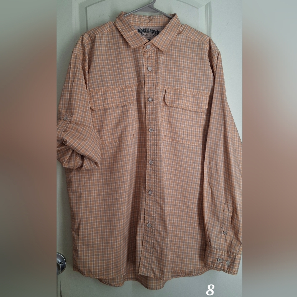 North River Outfitters PlaidMens Size XL Shirt Fishing 100% Cotton Button Front